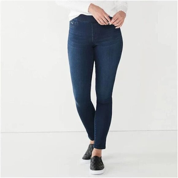 Nine West Women's Size 4 Pull on Skinny Jeans Jeggings Dark Wash Elastic Waist - Picture 1 of 7